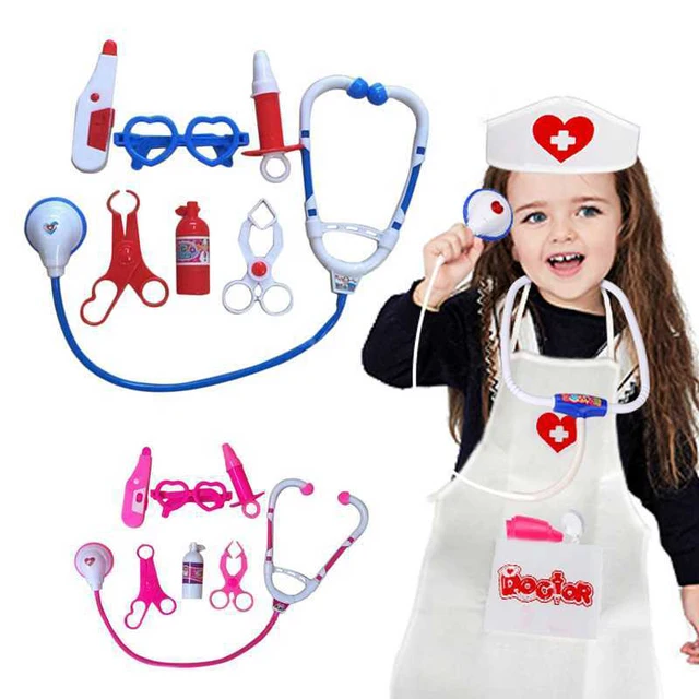 7pcs Kids Play Doctor Game Early Educational Toys Children Simulation Hospital Pretend Doctors Kit Child Stethoscope Cosplay Toy 4