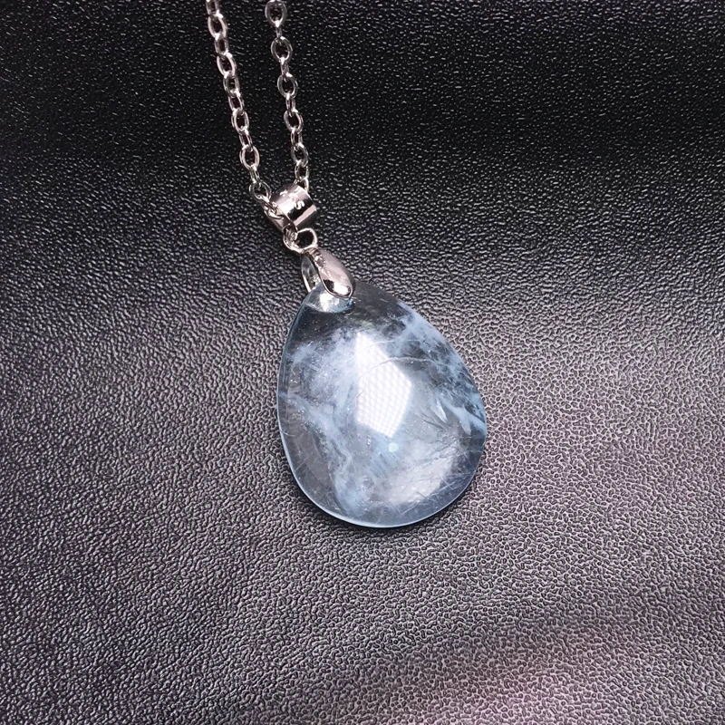 CSJ Natural Aquamarine Sterling 925 Silver Water Drop Energy Gemstone Fine Jewelry Necklace for Women Party Gift pendant necklace