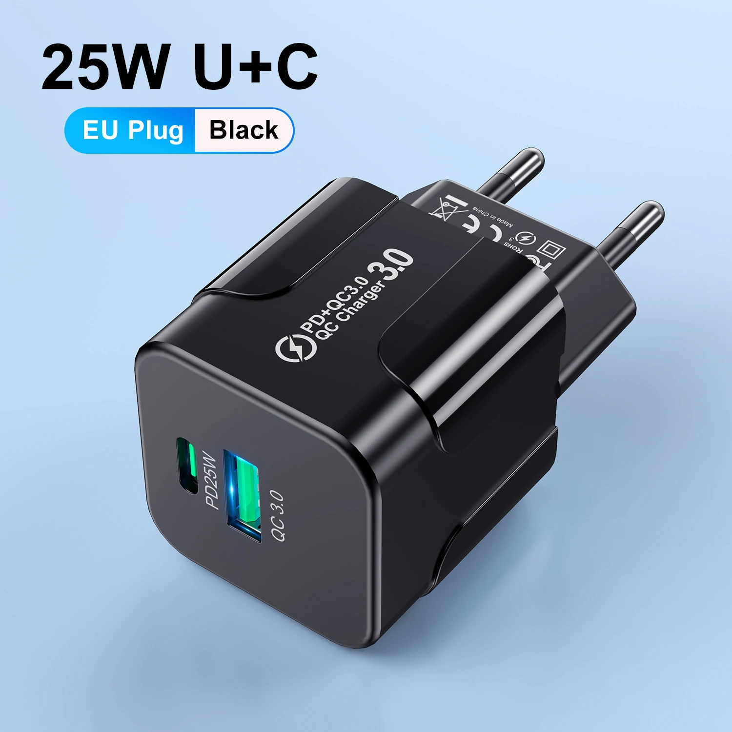 PD 25W USB C cargador rápido para iPhone 15 Pro Max Xiaomi 14 Oneplus KR UE EE. UU. Mini 2 puertos enchufe de viaje adaptador de carga rápida para teléfono