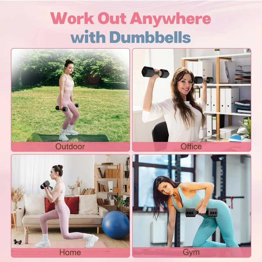 Adjustable Dumbbell Set of 2, 4 in 1 Free Weights Dumbbells Set for Women with Fast Adjustment, Each 2lb 3lb 4lb 5lb Hand Weight