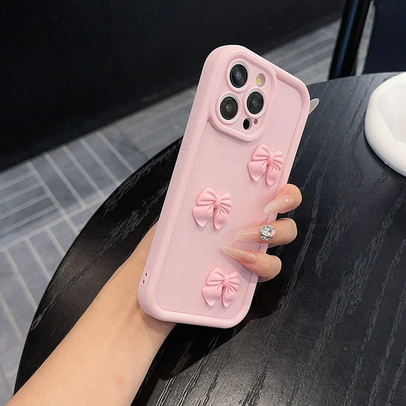3D Pink Cute Butterfly Silicone Soft Phone Case - Shockproof Candy Cover
