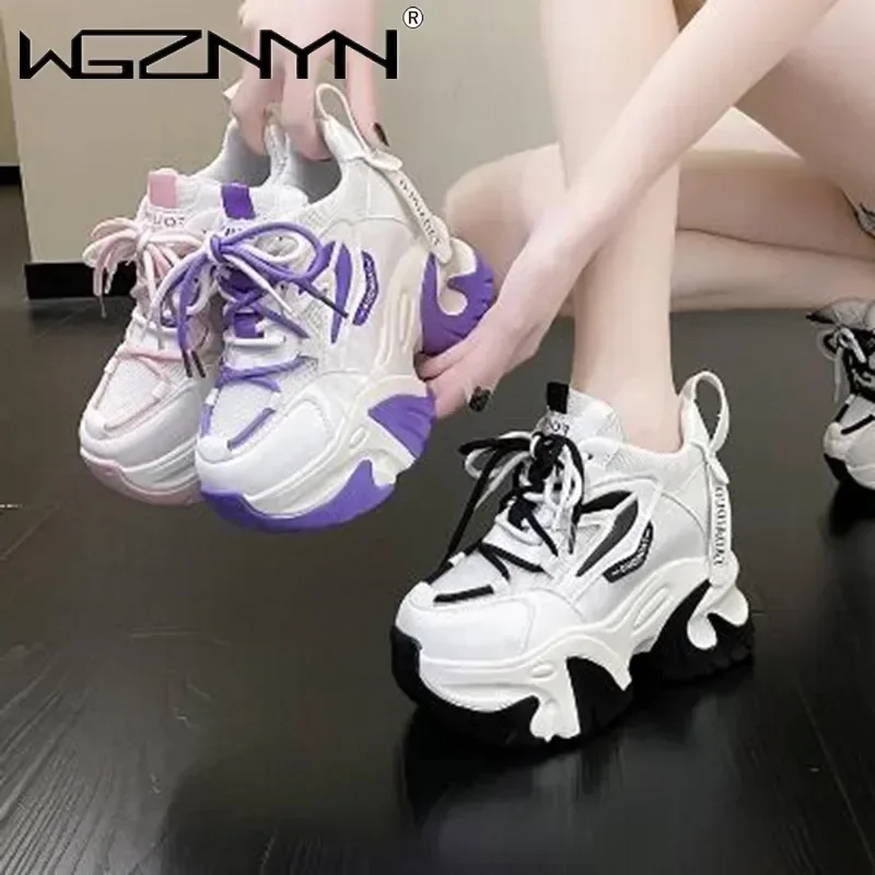 Fashion Sneakers For Women 11CM Platform Chunky Casual Shoes Autumn Woman Tenis Female Walking Trainers Thick Sole