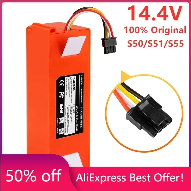 

Robotic Vacuum cleaner Replacement Battery for Xiaomi Robot Roborock S50 S51 S55 Accessory Spare Parts li-ion battery 9800mAh