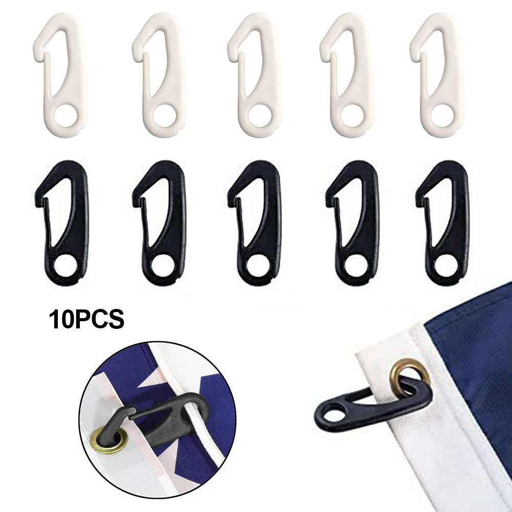 10Pcs Flag Pole Snap Hook Clips Hooks Plastic Anti-UV Reliable Water Resistant Attach For Flagpole Rope Clip Keychains Curtains