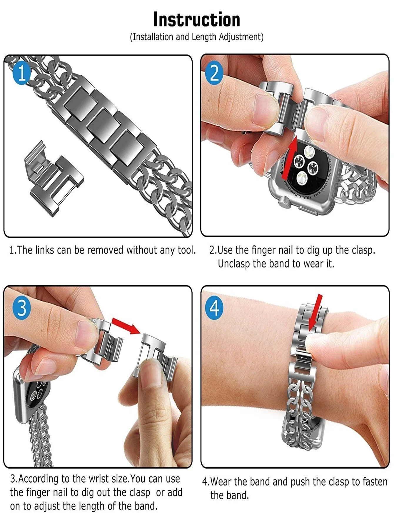 Double Row Stainless Steel For iWatch Band 42/44/45/49mm 38/40/41mm For iWatch Series Ultra Se 8/7/6/5/4/3/2/1_voghion.com