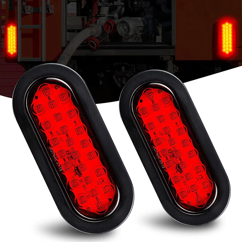 

Yuanjoy 2pcs Oval Led Trailer Brake Tail Light Waterproof Red Stop Brake Turn Trailer Lights For Bus Caravan Lorry Truck