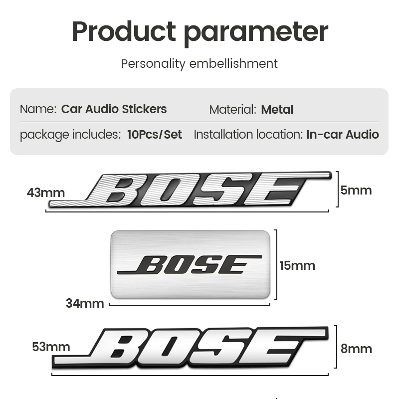 Фото 10 шт. автомобильные алюминиевые 3D Металлические Булавки BOSE Hi-Fi колонки стерео маркировка декоративная наклейка значок эмблема наклейки автостайлинг №2