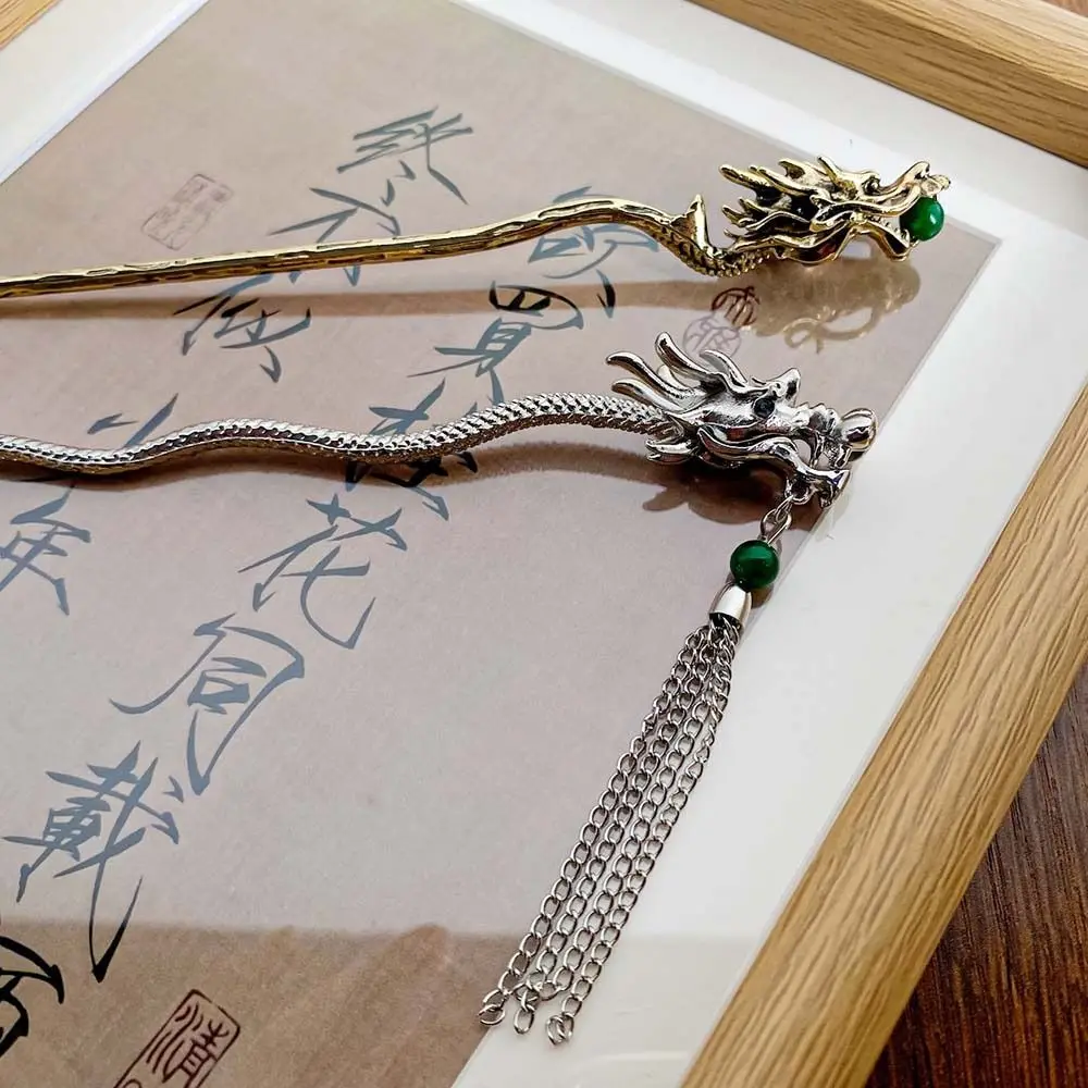 Description Picture 4 of itemBeaded Dragon Hair Stick Wave Shape Headwear Hanfu Tassel Hairpin Barrettes Hair Accessories Chinese Style Hair Clip Daily