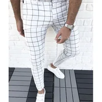 2023 New Spring Men Pencil Pants Fashion Plaid Print Trousers Male Slim Fit Business Clothes Young Men Skinny Pants MY908 1