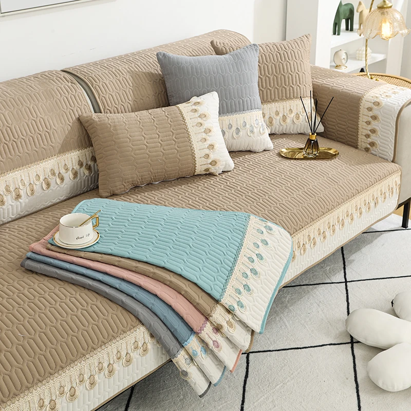 

Feather Embroidery Quilted Sofa Cover For Living Room Sofa Mat Seat Cushion Cover Sofa Slipcover Furniture Protector Home Decor
