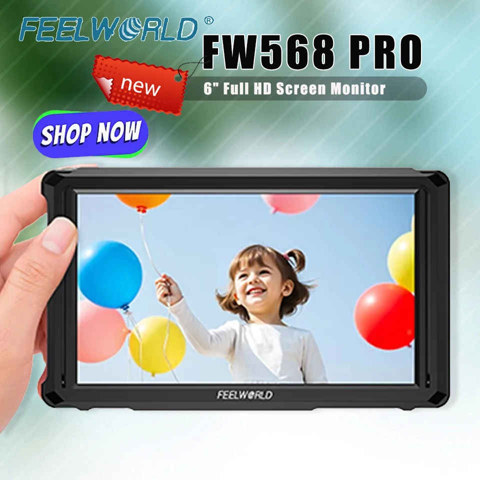 Feelworld FW568 PRO 6" Full HD Screen Monitor 1920*1080 1200 Nit Lightweight Bright On Camera Film Field Recording