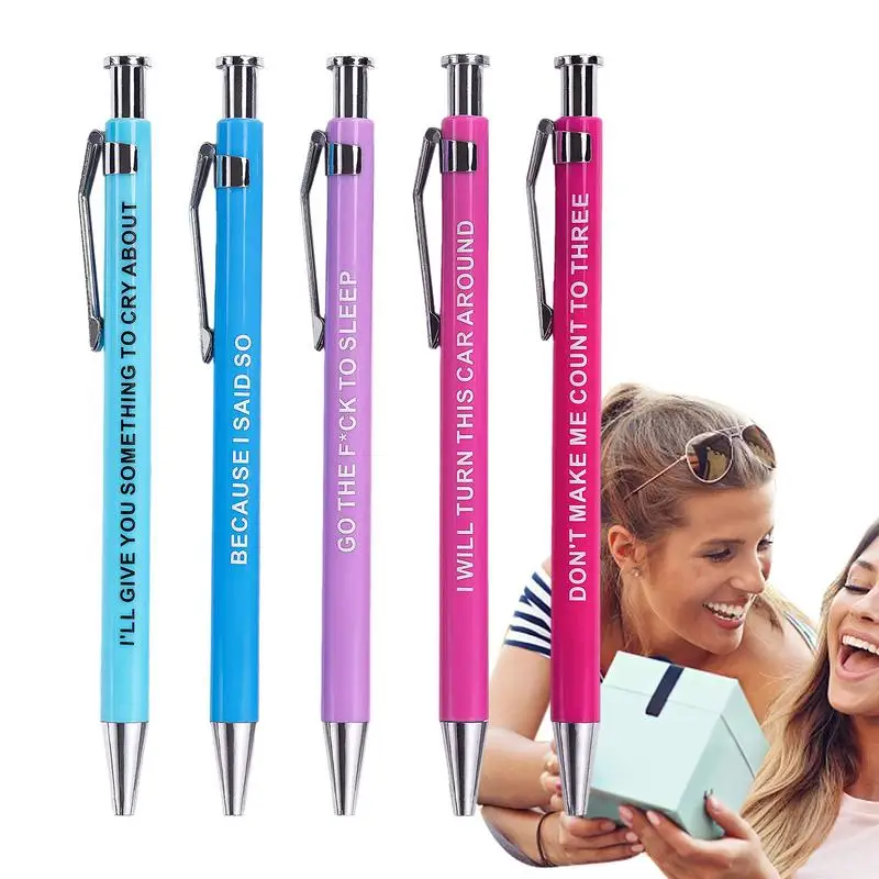 

Inspirational Ballpoint Pens 5PCS Fine Point Smooth Writing Funny Sarcastic Motivational Encouraging Pens Black Ink Stylus Pen