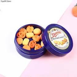 1Pcs 1/12 Dollhouse Miniature Danish Cookie Blue Tin Box Set Kitchen Accessories 37*17mm