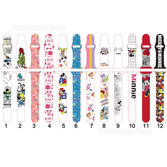 Disney Mickey Mouse Apple Watch Band for IWatch Strap 1 2 3 4 5 6 Anime  Bracelet 38 40 42 44mm Luxury Canvas Replace Wristband - AliExpress