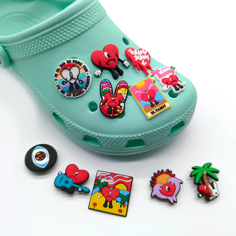 1pcs New Bad Bunny Shoe Charms for Clips Singer Sandals Accessories Shoe Decorations Bad Bunny Shoe Accessories for Women