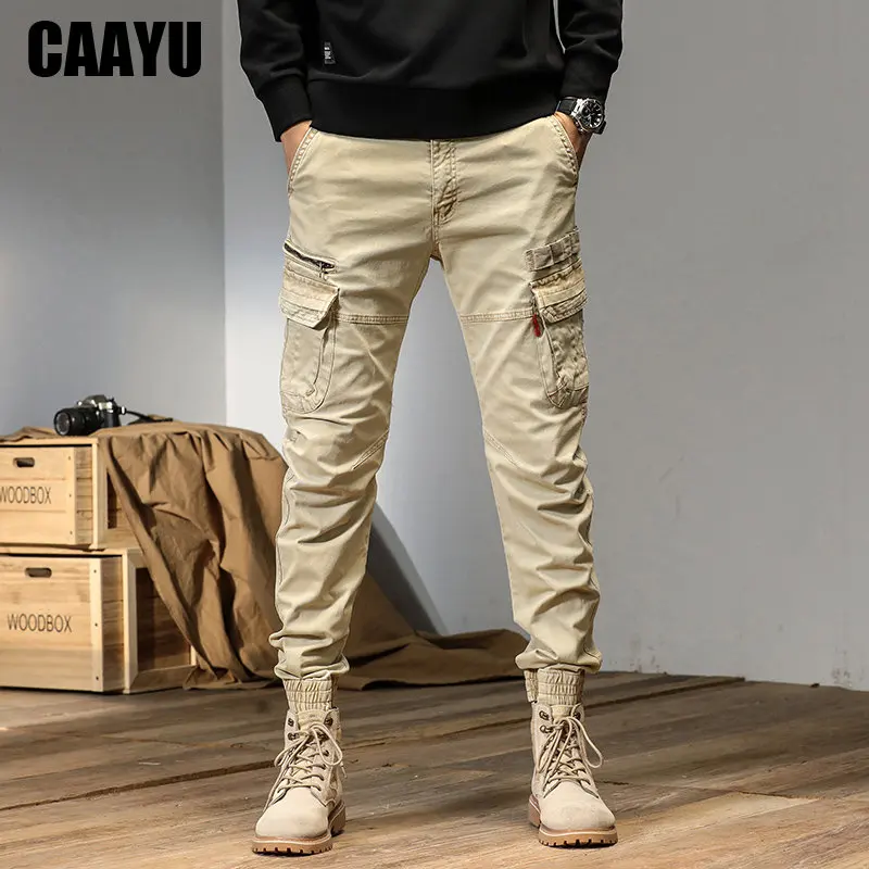 Casual Pants CAAYU Joggers Cargo Pants For Men Casual HipHop Y2k Hit Color Pocket Male Trousers Sweatpants Streetwear Techwear Pants Oversize