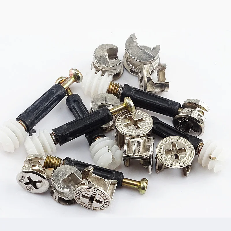 Furniture Bolt and Nut Set Clothes Cabine Desk Link Fixer Connector Eccentric Wheel Hardware Three-In-One Woodworking Nut 20pcs