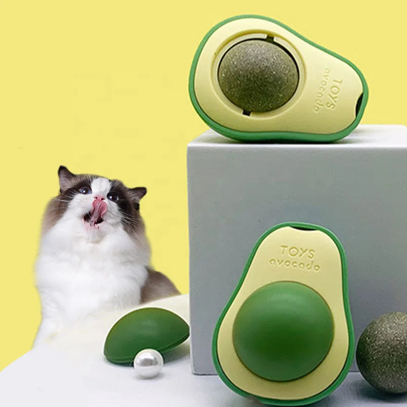 Avocado Catnip Ball Healthy Edible Licking Balls Rotatable Cat Toys