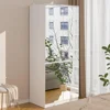 Wardrobe Closet with 4 Glass Full Length Mirror Doors & Hanging Rod Bedroom,White 31.5" W x 19.7" D x 70.9" H Wood Wardrobe 1
