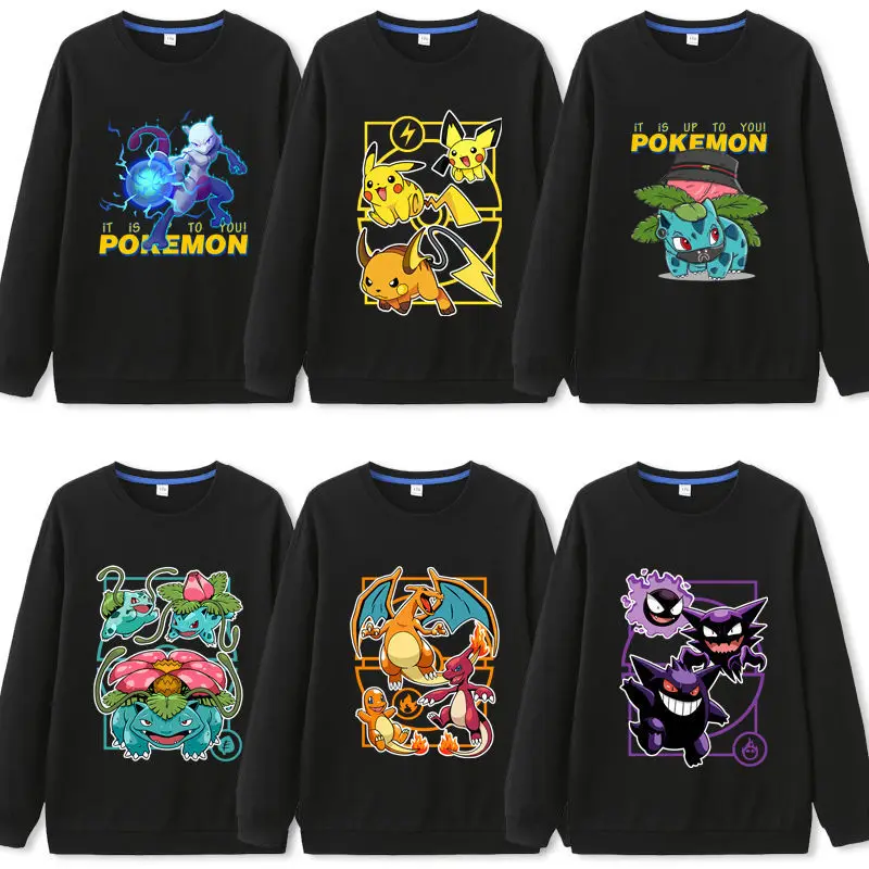 

Pokemon co-branded short sleeve T-shirt Men's and women's cotton Pikachu Spring and autumn leggings Pokmon long sleeve clothes
