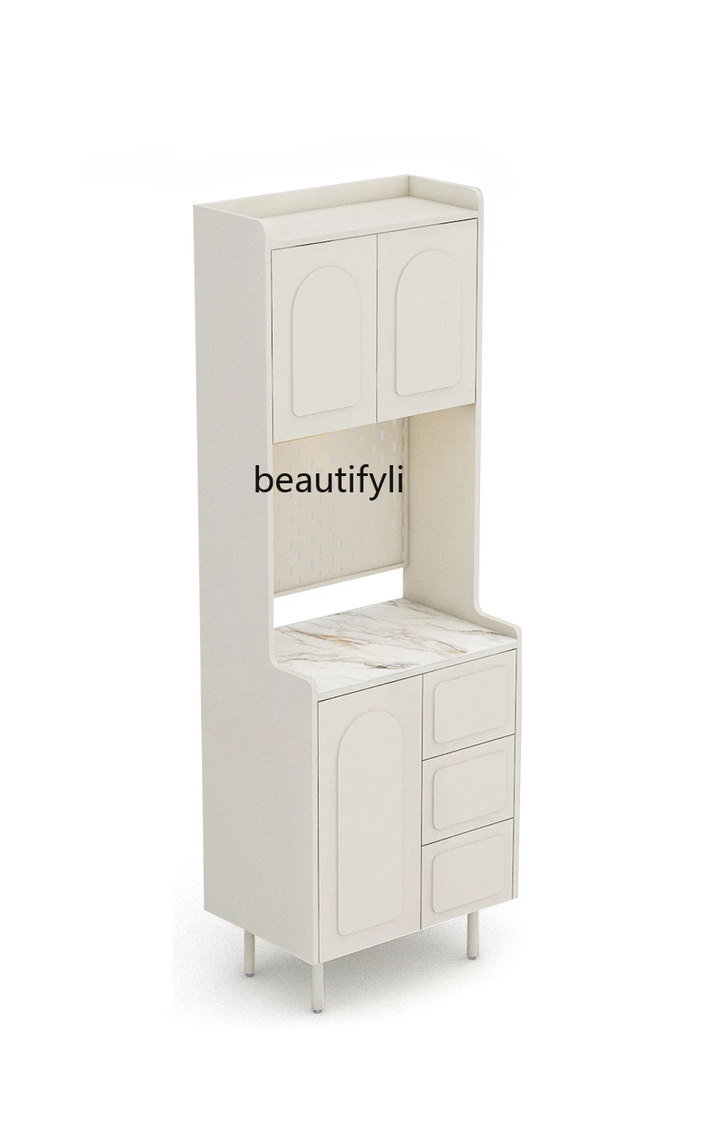 

French Stone Plate Sideboard Cabinet Cream Style Integrated Wall High Cabinet Multi-Function Locker