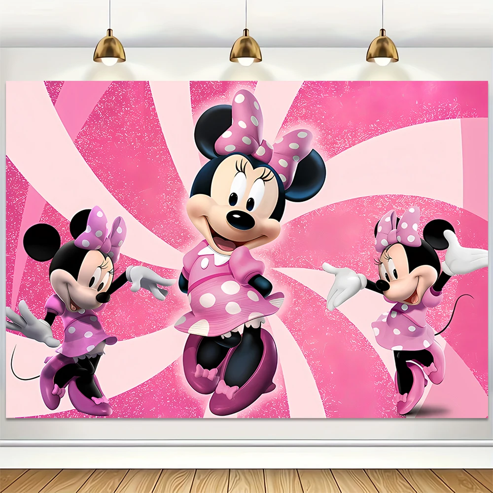 Pink Disney Minnie Mouse Backdrop Newborns Kids 1st Birthday Party  Photography Background Baby Shower Photo Studio Banner Props - AliExpress, image size:1000x1000