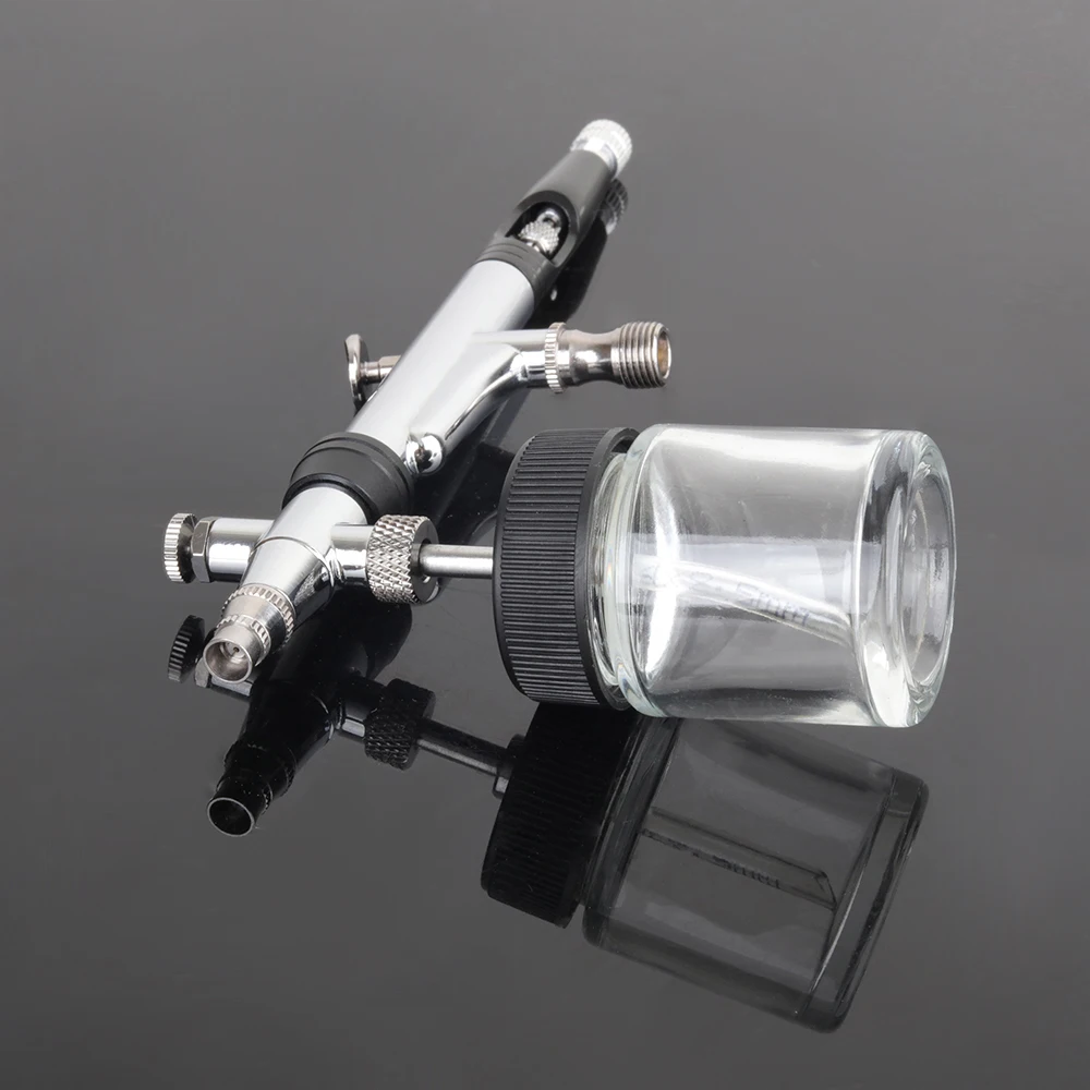 듀얼 액션 에어 브러시 펜, 회전식 에어 브러시 헤드 중력 및 양면 사용 가능, 대부분의 유형 사이펀 급식 스프레이건 매치