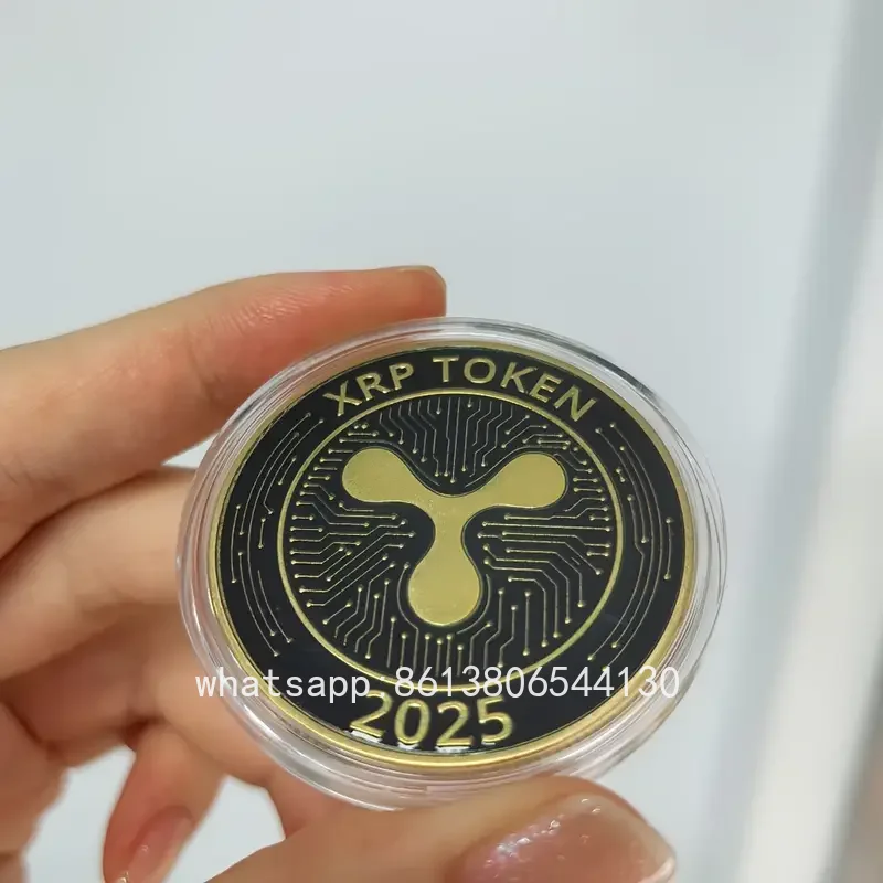 Gold Plated XRP Ripple Commemorative Coin - Premium Crypto Collectible Ornament
