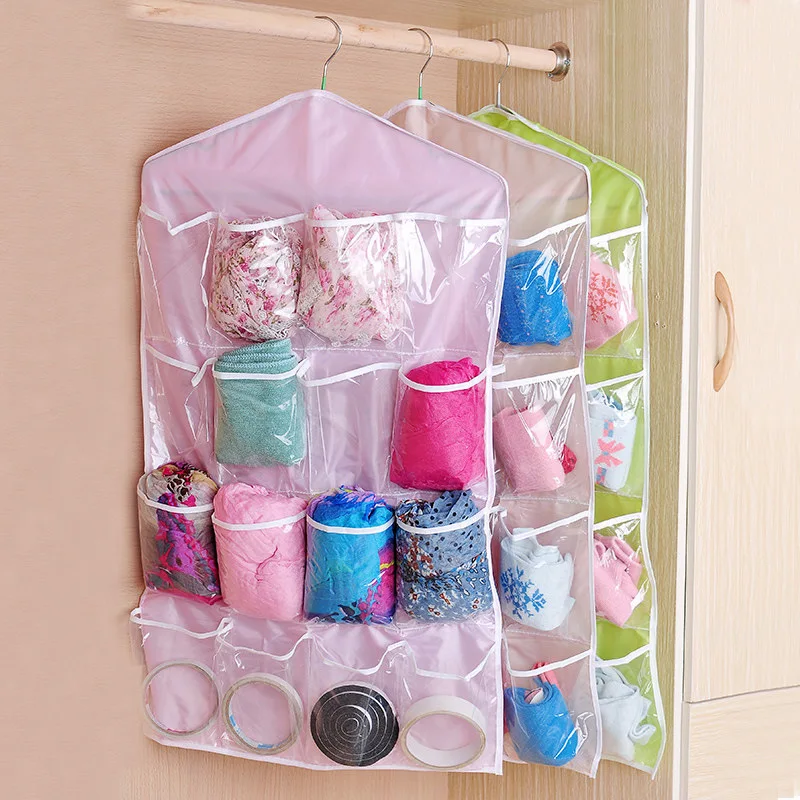 Description Picture 6 of itemTransparent And Visible 16 Compartment Storage Hanging Bag For Home Wardrobe Hanging Underwear Classification And Sorting Bag