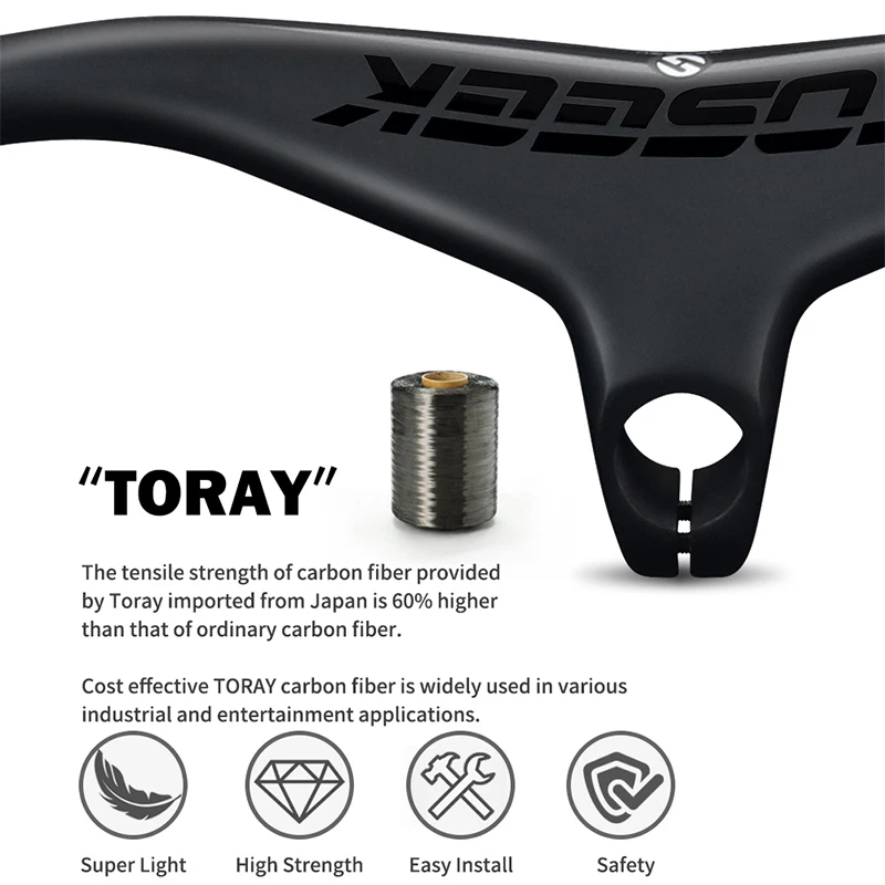 TOSEEK Mtb Handlebar and Stem -17Degree Carbon Integrated Handlebar For Mountain Bike stem 80/70/80/90/100mm Bicycle Parts