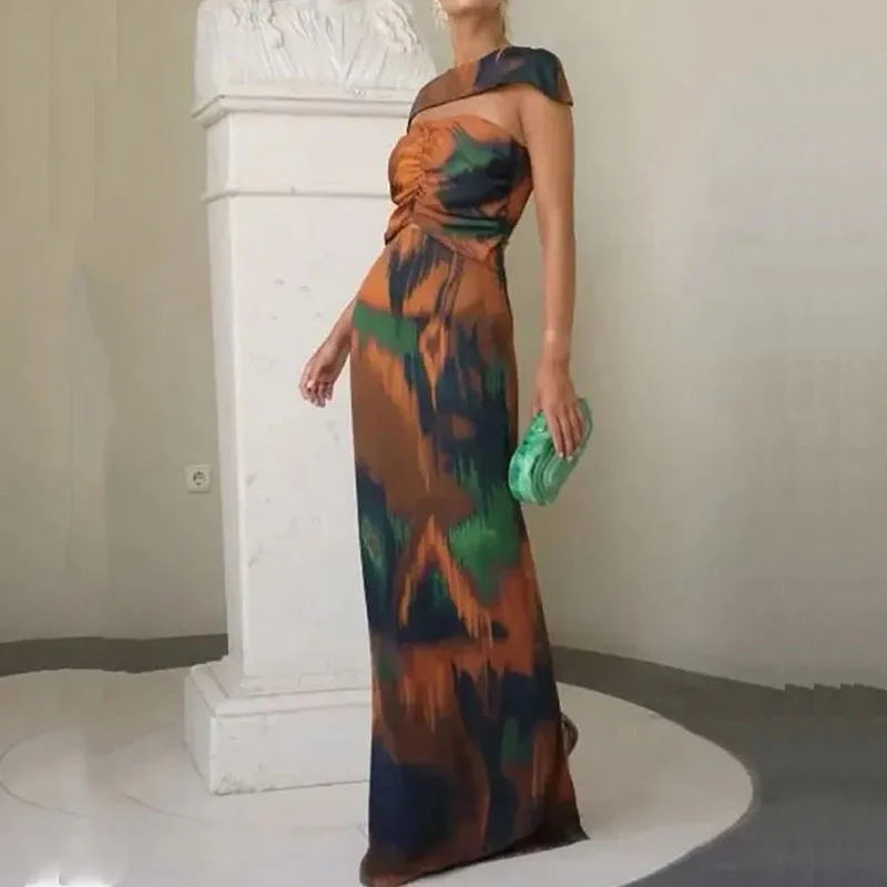 

Женское Повседневное платье с драпировкой, богемное Летнее Длинное облегающее платье-трапеция с уникальным дизайном, офисное платье с винтажным принтом