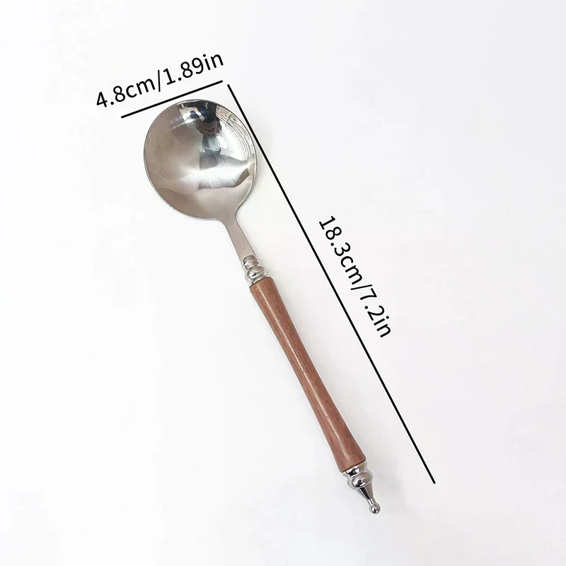 Stainless Steel Round Spoon Ladle Rice Soup For Dessert Spoon Ice Cream Serving Spatula Tableware