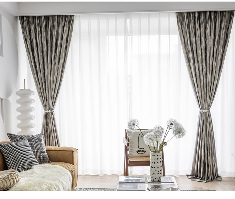 Curtains for Living Dining Room Bedroom High-end Simple American Modern Light Luxury Gold  Jacquard Gray Window Room Decor outdoor curtains