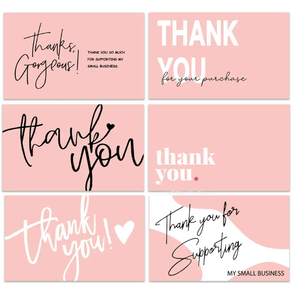 Pink Thank You for Your Order Card, Thank You for Supporting Small Business Label, Gift Decor, 30Pcs