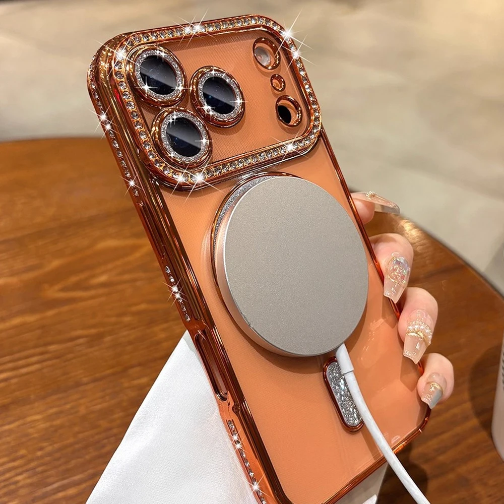 Glitter Rhinestone Diamond Magnetic Phone Case with Magsafe Compatibility