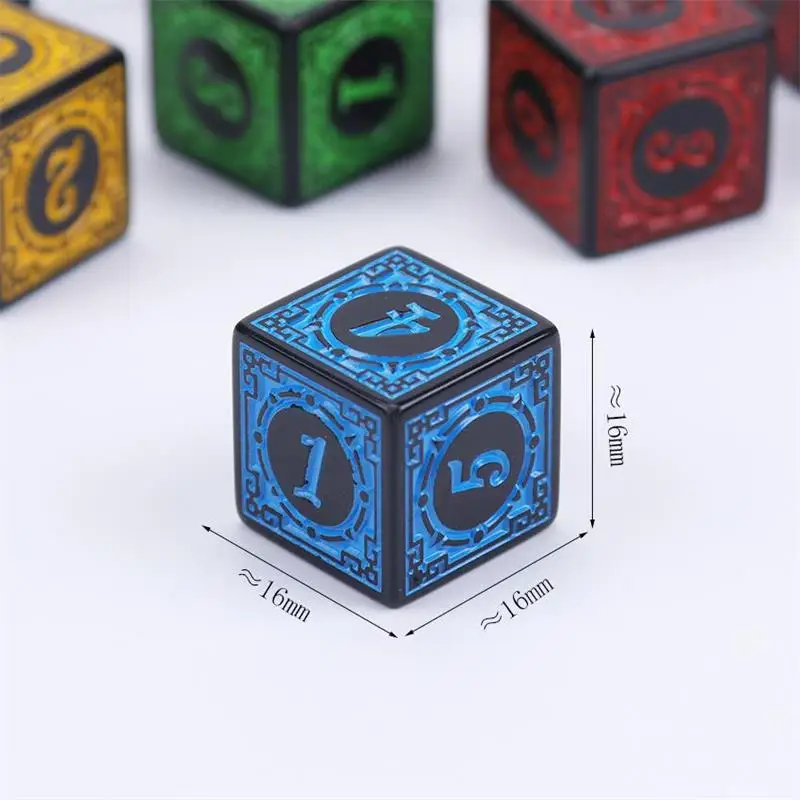 Game Dice Dice Set Acrylic Dice 10pcs/Pack Acrylic D6 Carved Pattern Dice 6-Sides Accessories Polyhedron Colorful Dice Digital Game Cubes