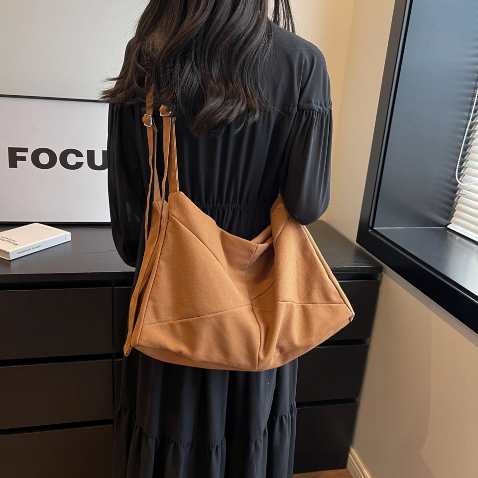 Large Canvas Women's Bag Solid Eco Bag Korean Shoulder Bag Female Shopping Messenger Bag Y2K Handbag Student Satchel Unisex Sac