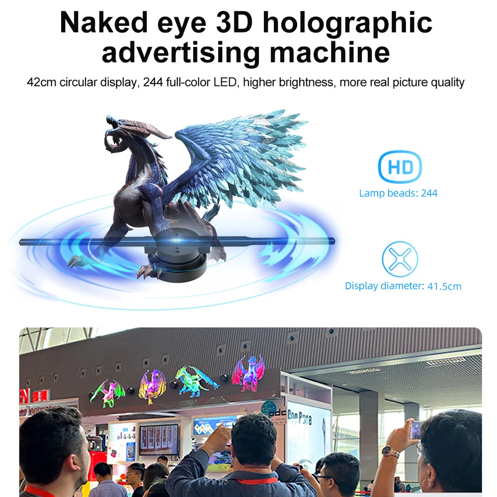 

42cm 3D Hologram Projector Fan Wifi Display Business Advertising Logo Light Three-Dimensional Holographic Lamp Projectors