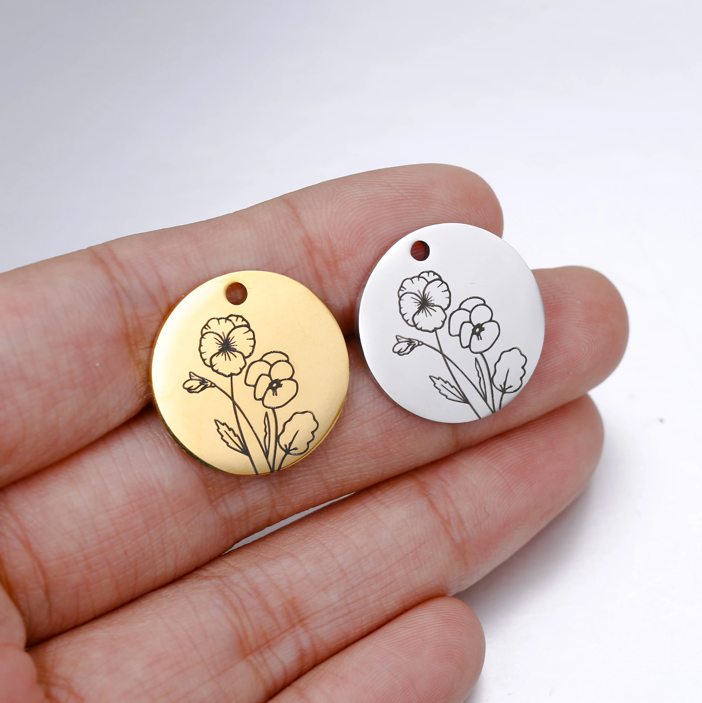 5 Stück Edelstahl Geburts monat Blumen Charms für Frauen Rose Halskette Anhänger DIY Muttertag Schmuck Geburtstag Geschenk Zubehör – Detail 10