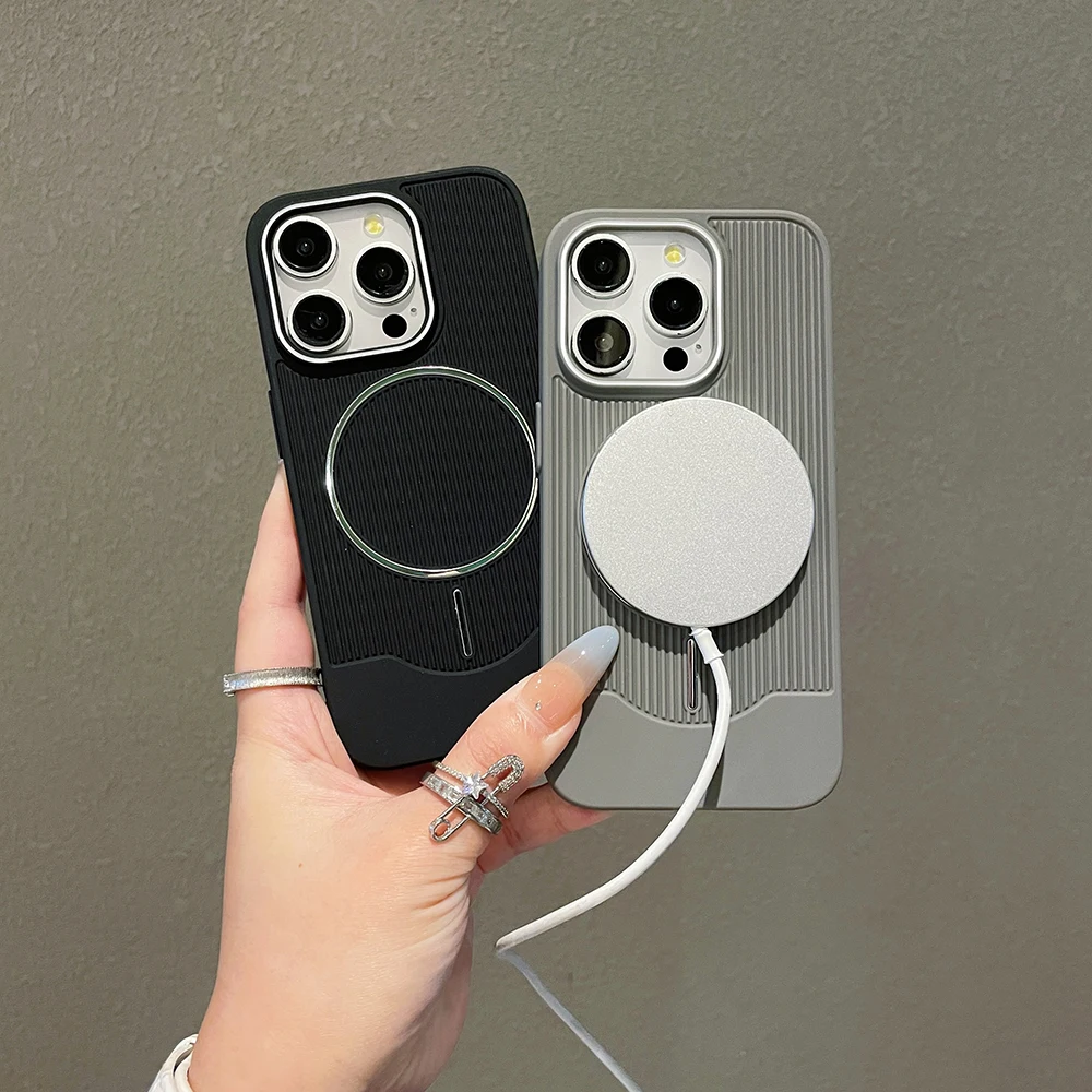 Luxury Vertical Striped Magnetic Phone Case - Color Stripe Protective Cover