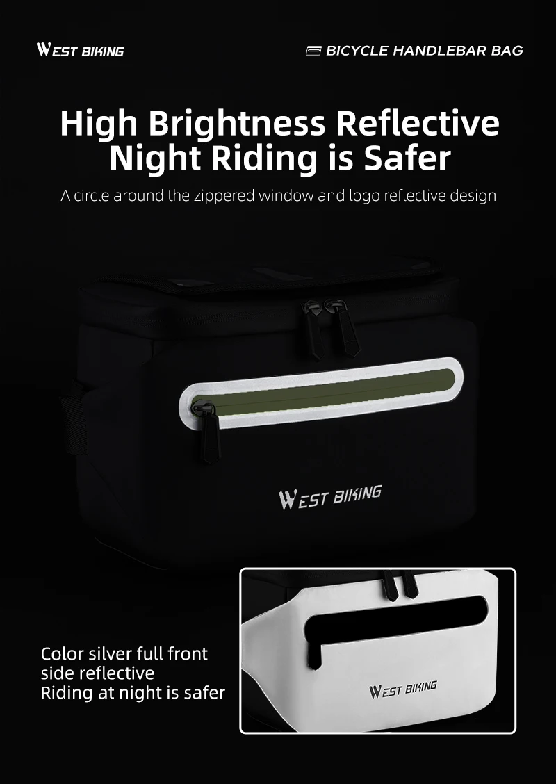 Description Picture 5 of itemWEST BIKING Waterproof Bike Front Frame Bag Touch Screen MTB Bicycle Phone Holder EVA Handlebar Bags Cycling Front Storage Bag