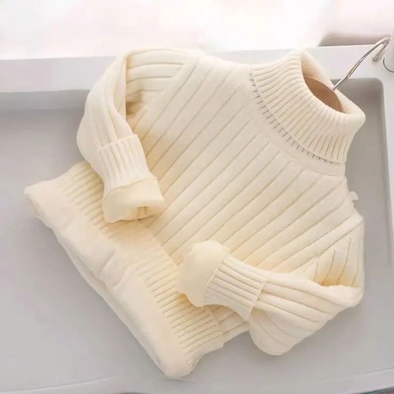 

Children's Sweater Bottoming Shirt 2023 Fall and Winter New Padded and Thickened Baby Girl Baby High Neck Knit Sweater