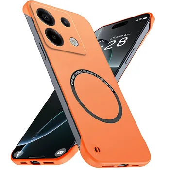 Magnetic Slim for Redmi Note 13 Pro Plus Global Frameless Phone Cases Matte Anti-Scratch Hard Cover Borderless Shockproof Armor