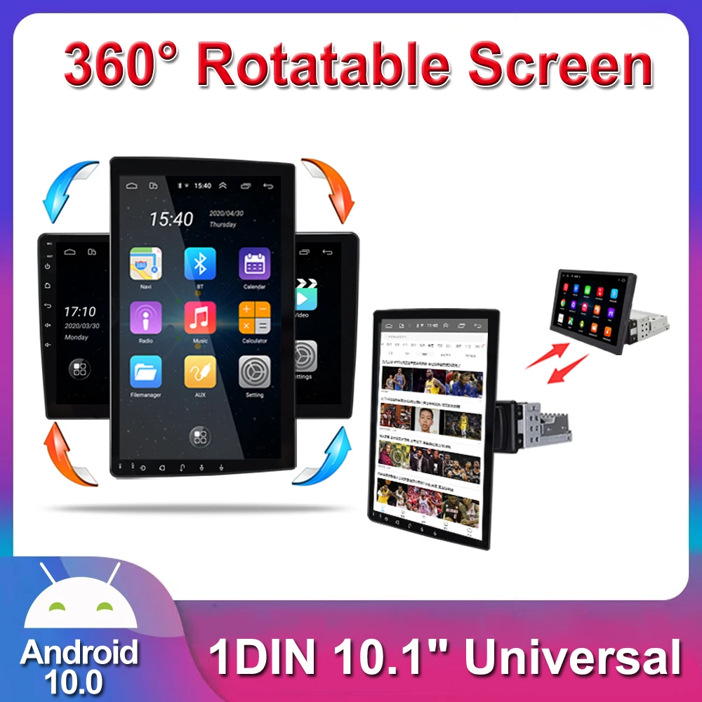 Universal 1 Din Car Multimedia Player 10.1 inch Touch Screen Android Car Radio Stereo GPS WiFi Audio Video Player pioneer double din radio