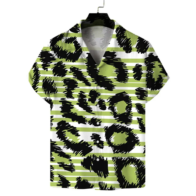 thumbnail image 1 of Camisas de playa con estampado de leopardo para hombre y mujer, camisas casuales de manga corta con solapa y estampado 3D, ropa de calle, verano 2024, 1 of 4