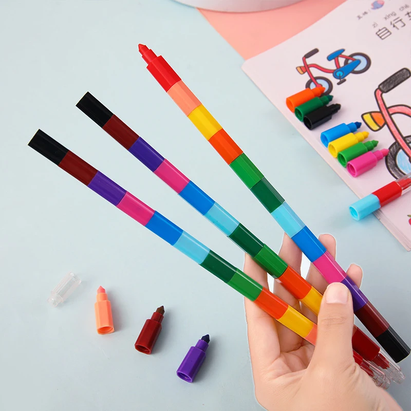 Crayon Creative Building Blocks Crayon Cute Kawaii Graffiti Pens Painting Korean Stationery For kids Square Oil Pastel oil pastels,colored crayons,oil painting sticks,children painting supplies