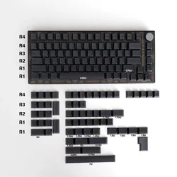 Dark Keycaps Set - Minimalist Black PBT Dye Sublimation Cherry Profile for Mechanical Keyboards (144 Keys) (144 -light gray)
