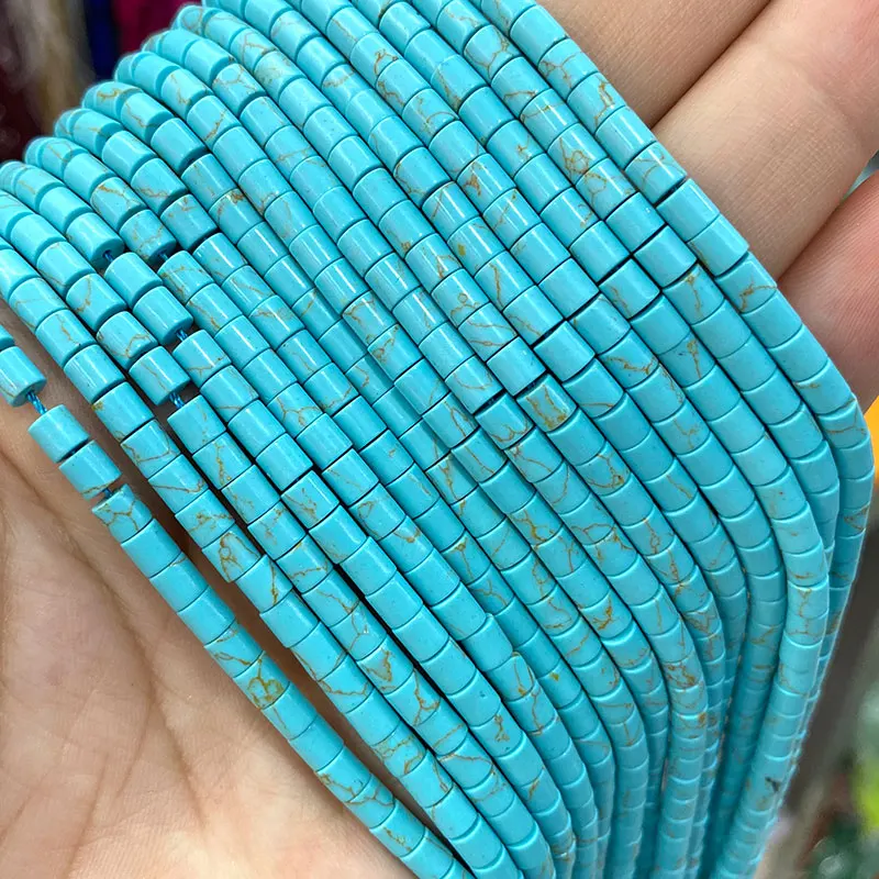 Natural Blue Turquoises Smooth Loose Round Stone Beads Jewelry Making DIY Bracelet Earrings Necklace Accessories 2 3 4MM loose stone beads