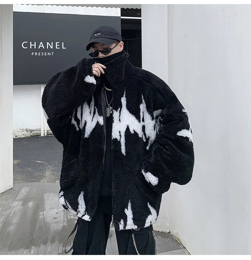 Men's Warm Oversized Faux Fur Jacket - true deals club