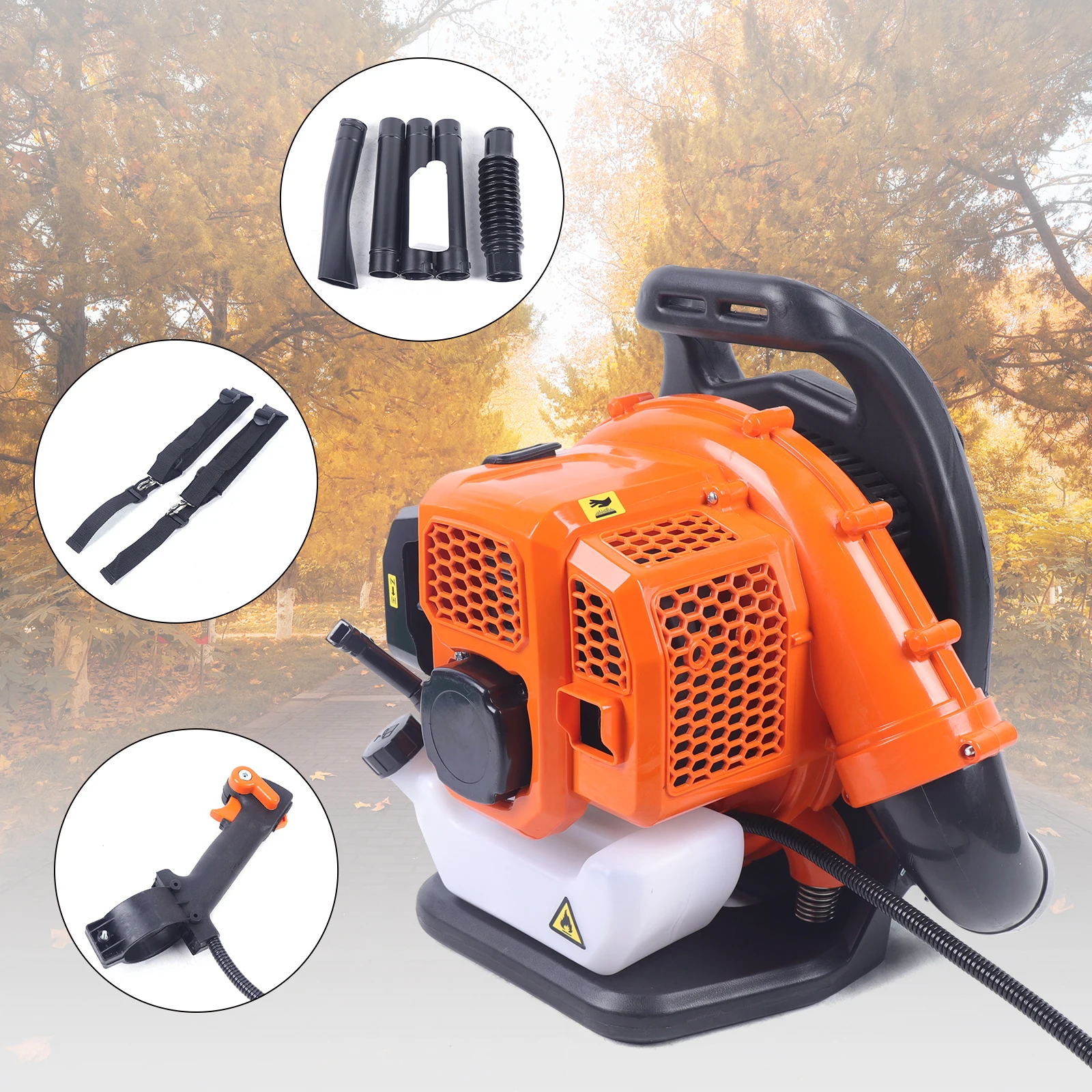 42.7CC 2-Strokes Gas Leaf Backpack Powered Debris Blower 2 Stroke+Padded Harness 720㎥/h US padded harness single shoulder strap supplies trimmer strap power equipment accessory garden leaf blower parts